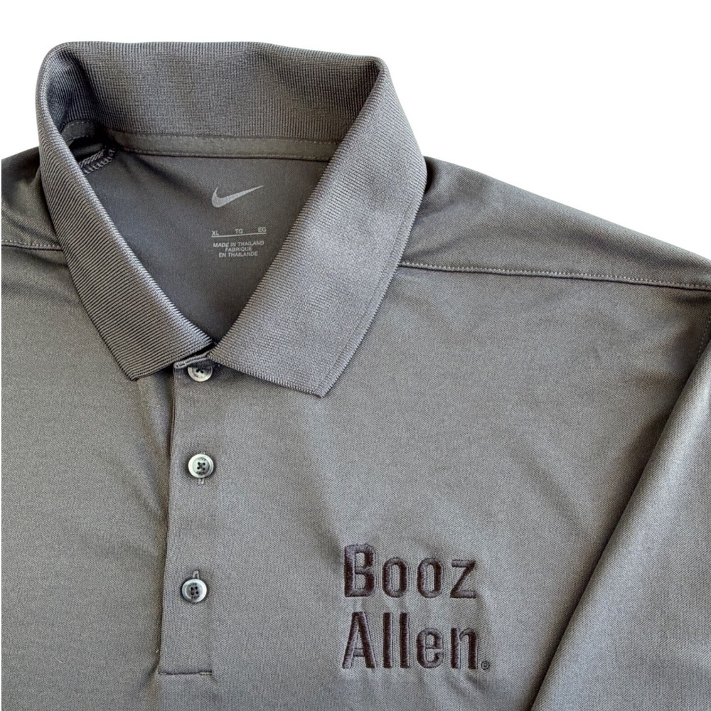 Nike Mens XL Gray Booz Allen Hamilton Embroidered Performance Polo Shirt